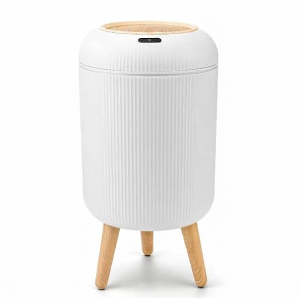 2.6 Gal. White Cylindrical Smart Sensor Plastic Trash Can