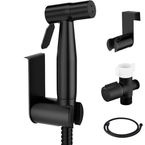 Adrinfly Handheld Toilet Bidet Sprayer Set with Bidet Attachments Hose, Wall Mount and Toilet Mount in Matte Black