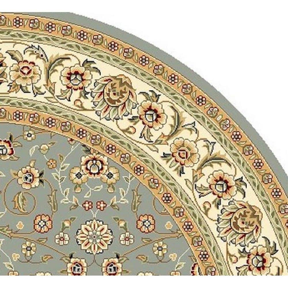 Lyndhurst Light Blue and Ivory Round Synthetic Area Rug