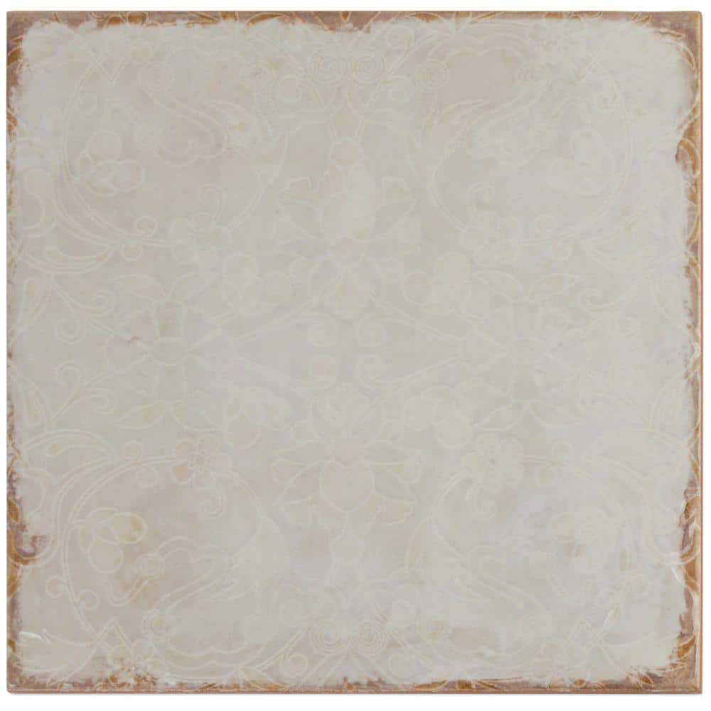 Angela Harris Distressed White Ceramic 8'' x 8'' Wall Tile