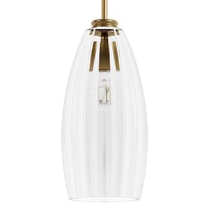 Rossmoor 60-Watt 1-Light Luxe Gold Island Pendant Light with Bell Glass Shade, No Bulbs Included