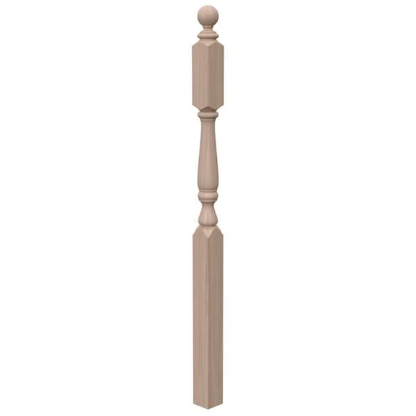 Stair Parts 4840 64 in. x 3-1/2 in. Unfinished White Oak Ball Top Landing Newel for Stair Remodel
