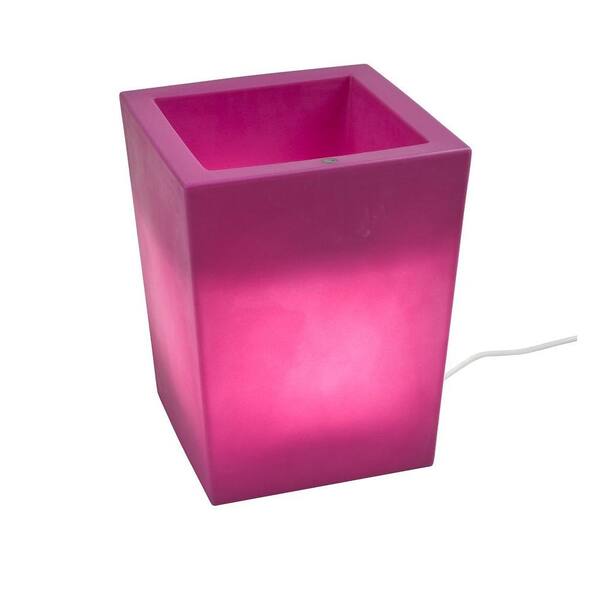 Filament Design Twist Production 17 in. Fuchsia Outdoor Lighted Planter
