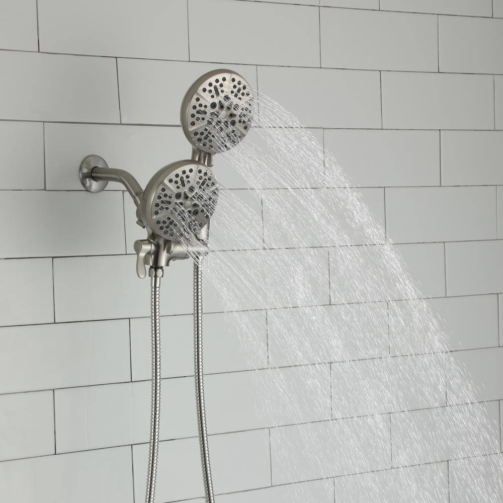 Brushed Nickel 5-Spray Dual Shower Head with Handheld