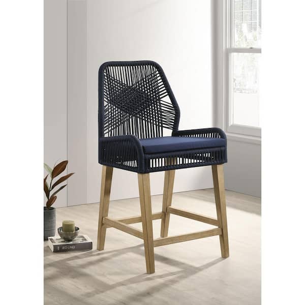 Nakia 25.5 in. H Dark Blue Wood Frame Counter Height Stools (Set of 2)