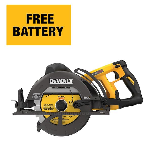 DEWALT FLEXVOLT 60V MAX Cordless Brushless 7-1/4 in. Wormdrive Style Circular  Saw (Tool Only) DCS577B - The Home Depot