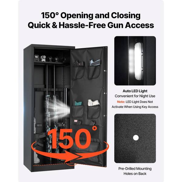 10-12 Rifles Gun Safe, Cabinet with Lock and Digital Keypad, Removable Shelf for Rifles and Shotguns (Assembly Required)