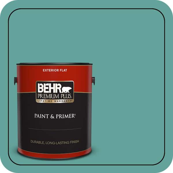 BEHR PREMIUM PLUS 1 gal. #M450-5 Aqua Rapids Flat Exterior Paint & Primer