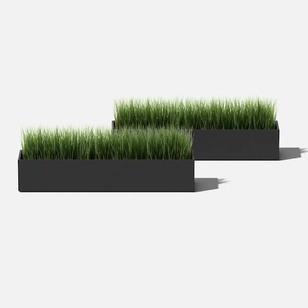 Geo Series Short 16 in. Black Plastic Planter (2-Pack)