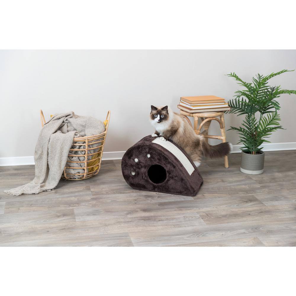 Chocolate Brown Sisal Cat Condo with Scratching Surface