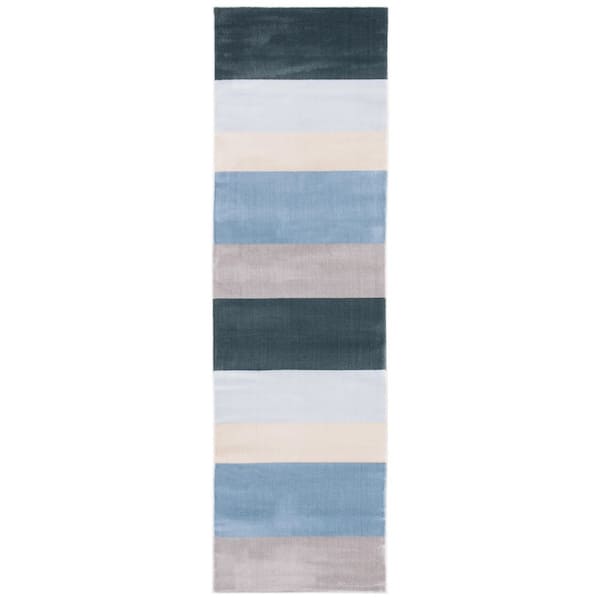 Orwell 2 ft. x 5 ft. Blue/Gray Abstract Striped Runner Rug