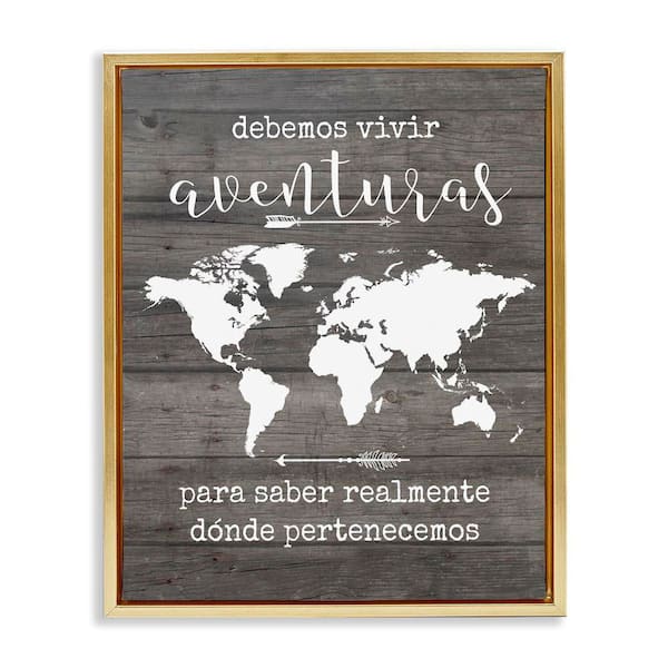 Stupell Industries Our Adventure Translation by Lettered and Lined Gold Floater Frame Typography Graphic Art Print 21 in. x 17 in.