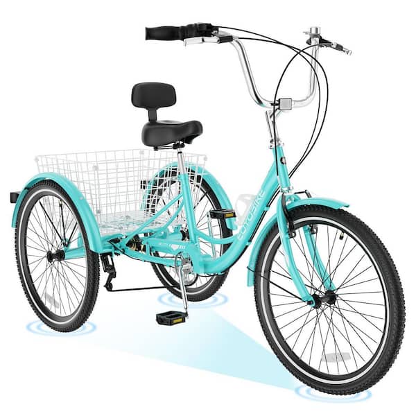 26 in. Adult Trikes 3 Wheeled 7 Speed Bike Trikes Tricycles with Basket for Seniors, Women, Men