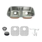 Transolid Classic Double Bowl Kitchen Sink - Brushed Stainless Steel 75/25 Drop-in