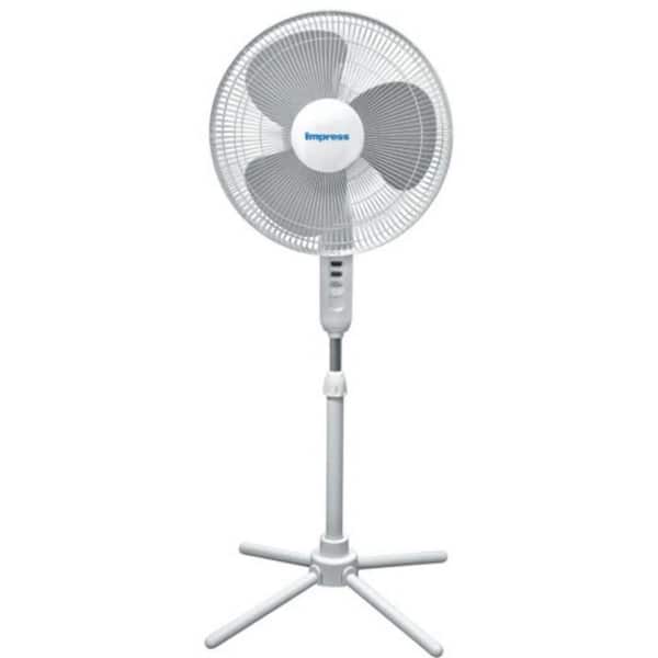 16 in. 3-Fan Speeds High Velocity Pedestal Fan in White with Oscillating