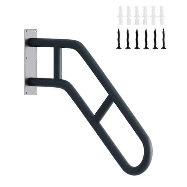 NVNOO 27 in. U-shaped Wall Mounted Stair Railing, Black (1-Pack)
