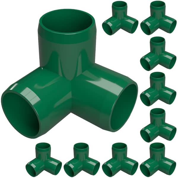 Formufit 1/2 in. Furniture Grade PVC 3-Way Elbow in Green (10-Pack)