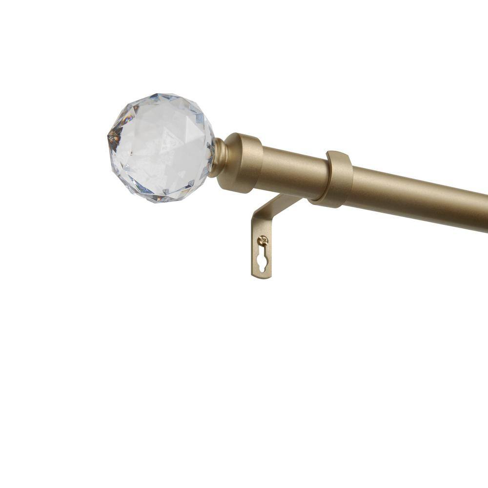 Crystal Ball 66 in. - 120 in. Adjustable Length Single Curtain Rod 1 in. Dia Kit in Gold with Finial price history on PriceWatchPro