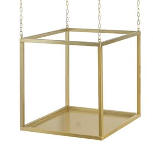 15.5 in. Gold Square Metal Plant Stand with 1-Tier