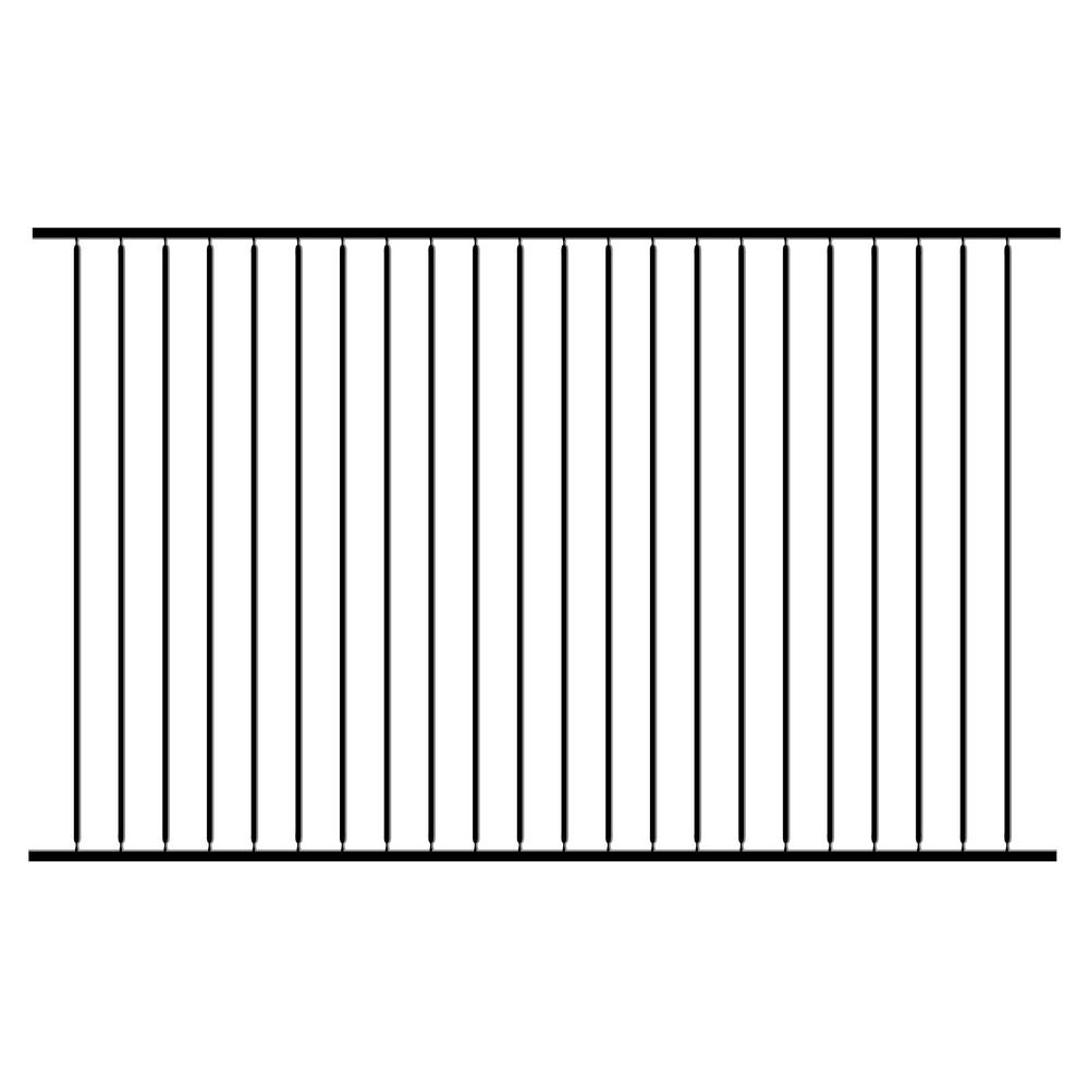 4-5/6 ft. x 7-2/3 ft. Black Galvanized Steel Biasable Fence Panel ...