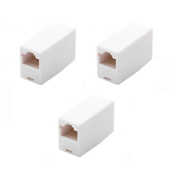 Commercial Electric In-Line Ethernet Cord Coupler in White (3-Pack)
