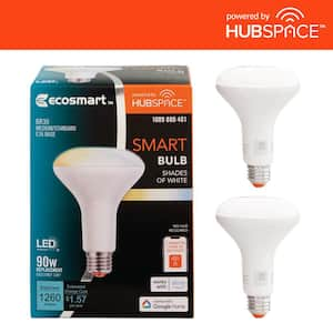 90-Watt Equivalent Smart BR30 Tunable White CEC LED Light Bulb with Voice Control Powered by Hubspace (2-Pack)