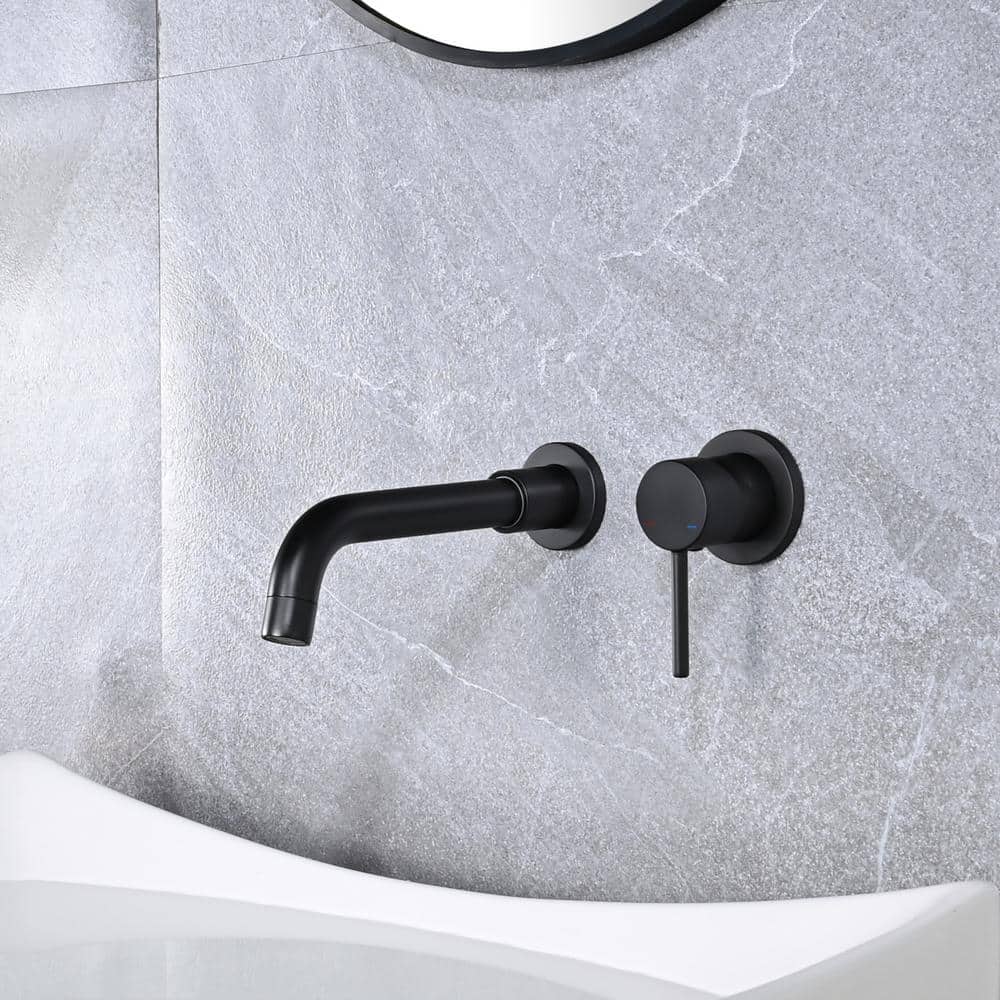 IVIGA Modern Single-Handle Wall Mounted Bathroom Faucet in Black VBB01B ...