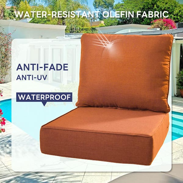 24 in. x 24 in. x 6 in. 4-Piece CushionGuard Deep Seating Outdoor Lounge Chair Replacement Cushions-ORANGE