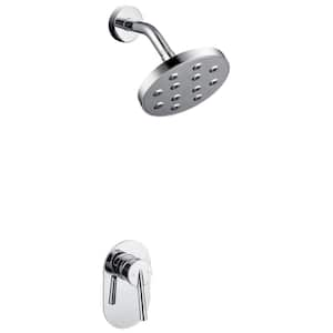 Single Handle 1-Spray Shower Faucet, Wall Mount Plastic 6 in. Shower Head 1.5 GPM with Drip Free in. Chrome