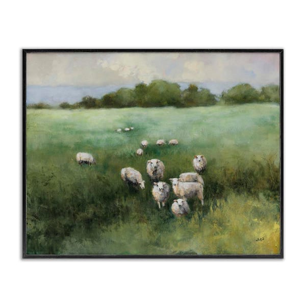 Field Day Sheep by Julia Purinton Black Framed Nature Giclee Art Print 24 in. x 30 in.