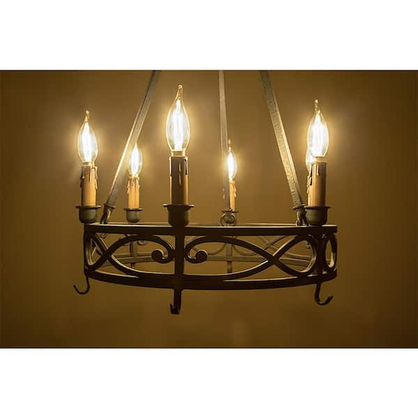 15-Watt B10 E12 Candelabra Clear Flamp Tip Double Life Incandescent Light Bulb, Soft White 2700K (4-Pack)