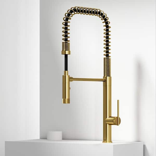 VIGO Sterling Single Handle Pull-Down Sprayer Kitchen Faucet in Matte Brushed Gold