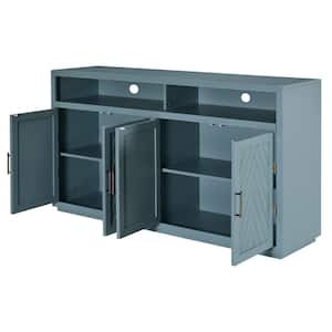 Smoke Blue MDF Top 60 in. W Sideboard with Open Storage and Adjustable Shelves