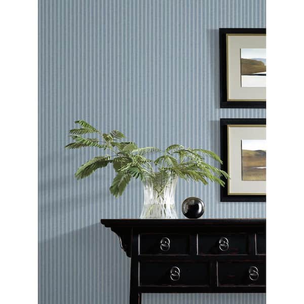 Ticking Stripe Wallpaper in Light Blue, Blue, Denim SY33929 by Norwall 