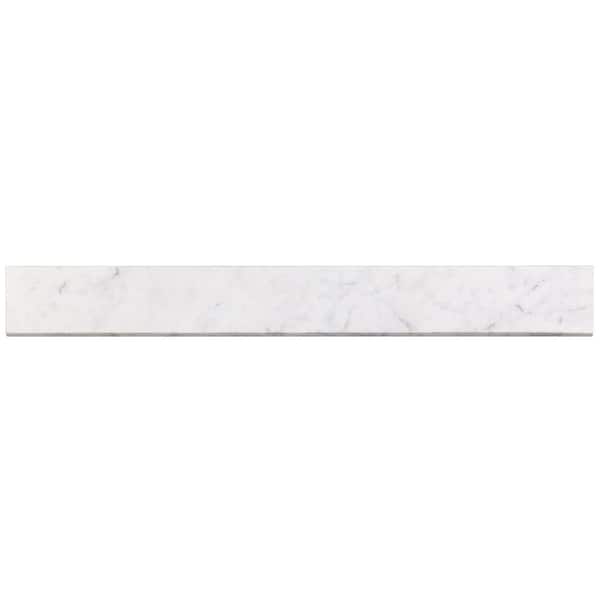 Marmo Bianco 3 in. x 24 in. Matte Porcelain Bullnose Tile