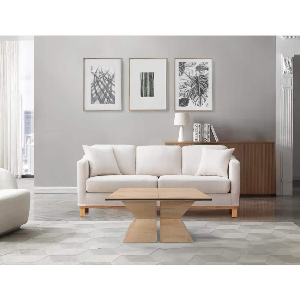Handcrafted Square Mango Wood and Iron Split Coffee Table