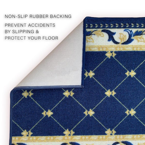 Trellis French Blue 26 in. W x 3 ft. L Runner Rug/Stair Runner 6.6 sq. ft.