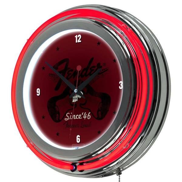 Trademark 14 in. Fender Top Hat Hot Rod Double Ring Neon Clock