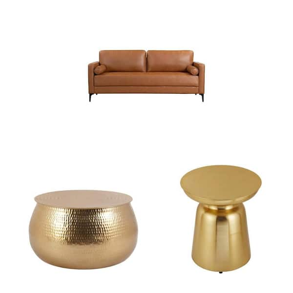 Goodwin 75.6 in. Sofa, Calluna 30 in. Coffee Table and 16.5 in. W Accent Table Combo