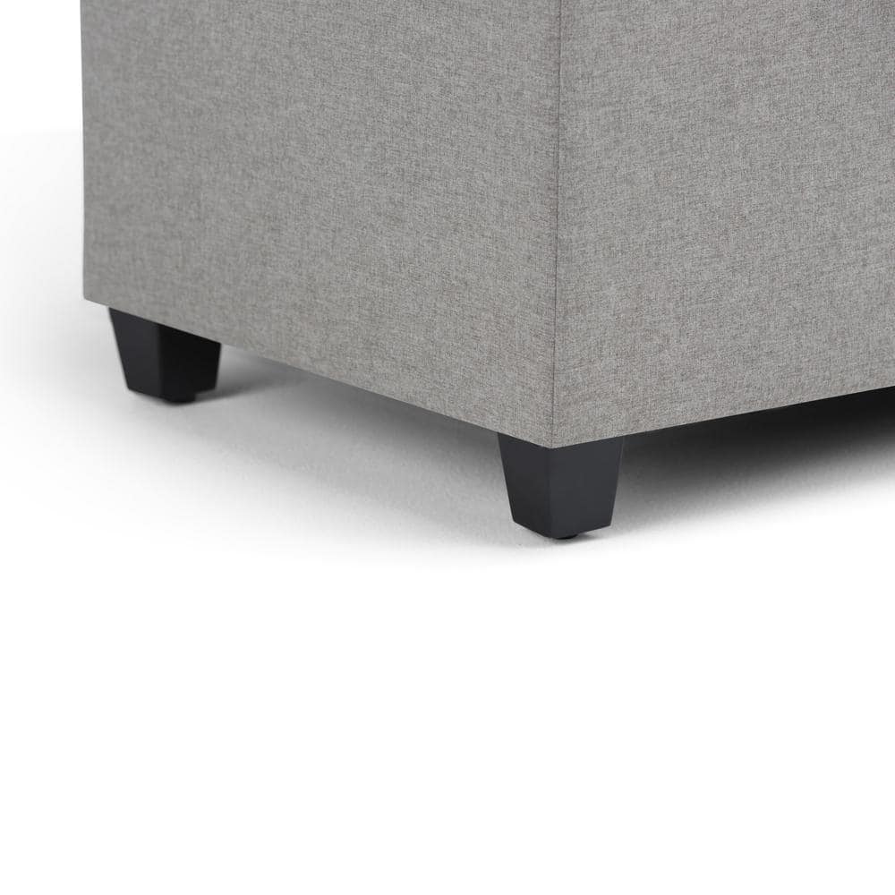 Dove Gray Tufted Rectangular Wood Storage Ottoman Bench
