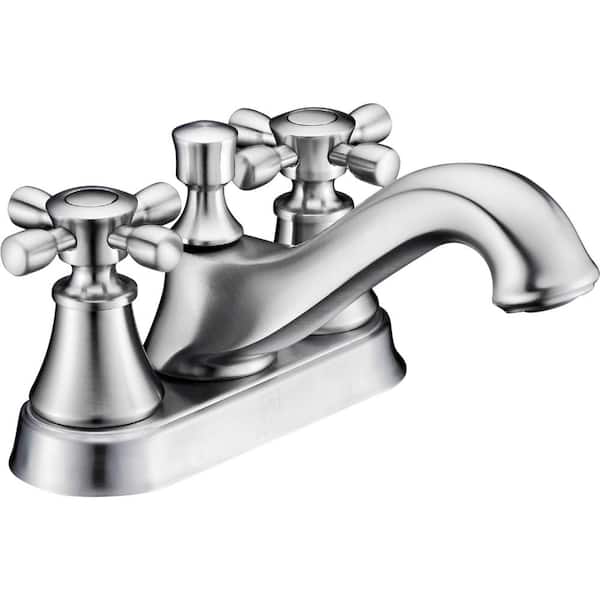 ANZZI Major Series 4 in. Centerset 2-Handle Mid-Arc Bathroom Faucet in Brushed Nickel