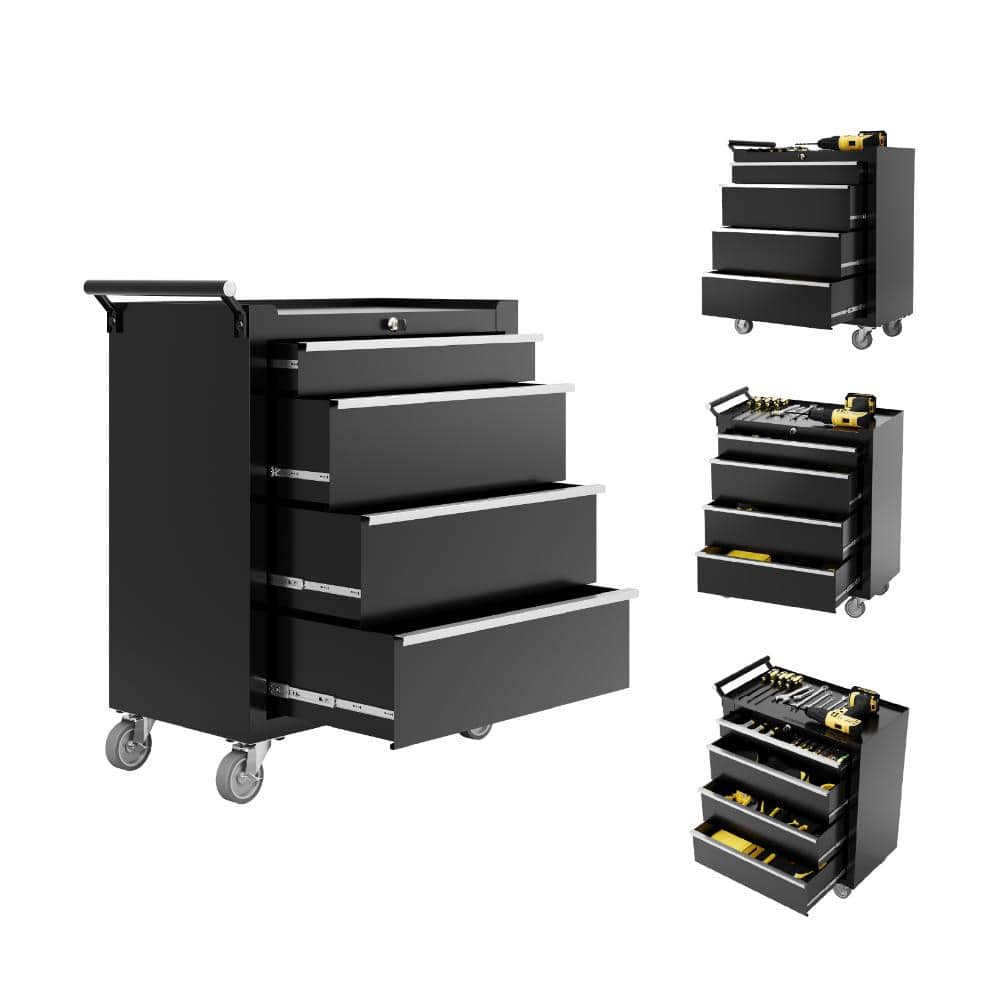 "4-Drawer Rolling Tool Chest with Drawers & Lock, 24"" Compartment Tool Box Cart with Lockable Wheels & Drawer Liners" price history on PriceWatchPro