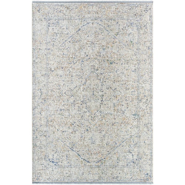 Livabliss Rivaldo Cream/Blue Medallion 7 ft. x 10 ft. Indoor Area Rug