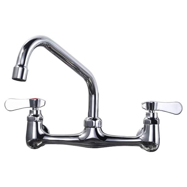 ALEASHA 8 in. Double Handle Wall Mount Standard Kitchen Faucet in Polished Chrome