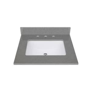25 in. W x 22 in. D Quartz Vanity Top in Lotte Radianz Contrail Matte with White Rectangular Single Sink