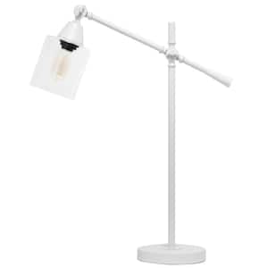 28 in. White Tilting Arm Desk Lamp