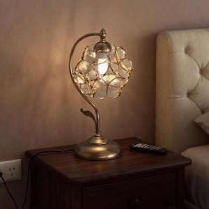 16.5in. 1 Light Copper Flower Table Lamp with Pale Glass Shade, No Bulbs Included Transitional Table Lamp for Bedroom