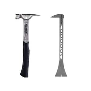 Stiletto Tools TI16SC-F 18 Fiberglass Curved Handle 16 oz. Titanium Head  Round Smooth Face Straight Claw Hammer