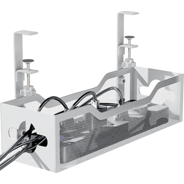 Yichuhaoxi Under Desk Cable Management Tray No Damage Clip-On Installation for Standing Desks and More White 1 Pack