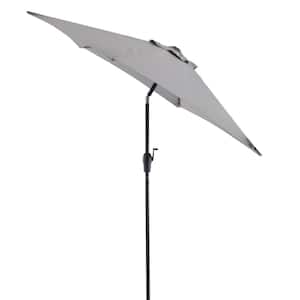7.5 ft. Steel Market Crank Outdoor Patio Umbrella in Gray
